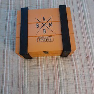 Alec Bradley Black Market orange and black cargo type empty cigar box.